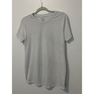 Time and Tru Maternity White Knit Crew Neck Short Sleeve T-Shirt L (12-14)